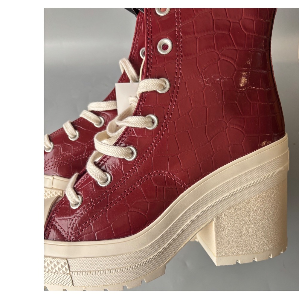 Converse Chuck Taylor All Star GR82 Dark Cherry Croc Leather Heel Boots A07657C - Picture 4 of 11